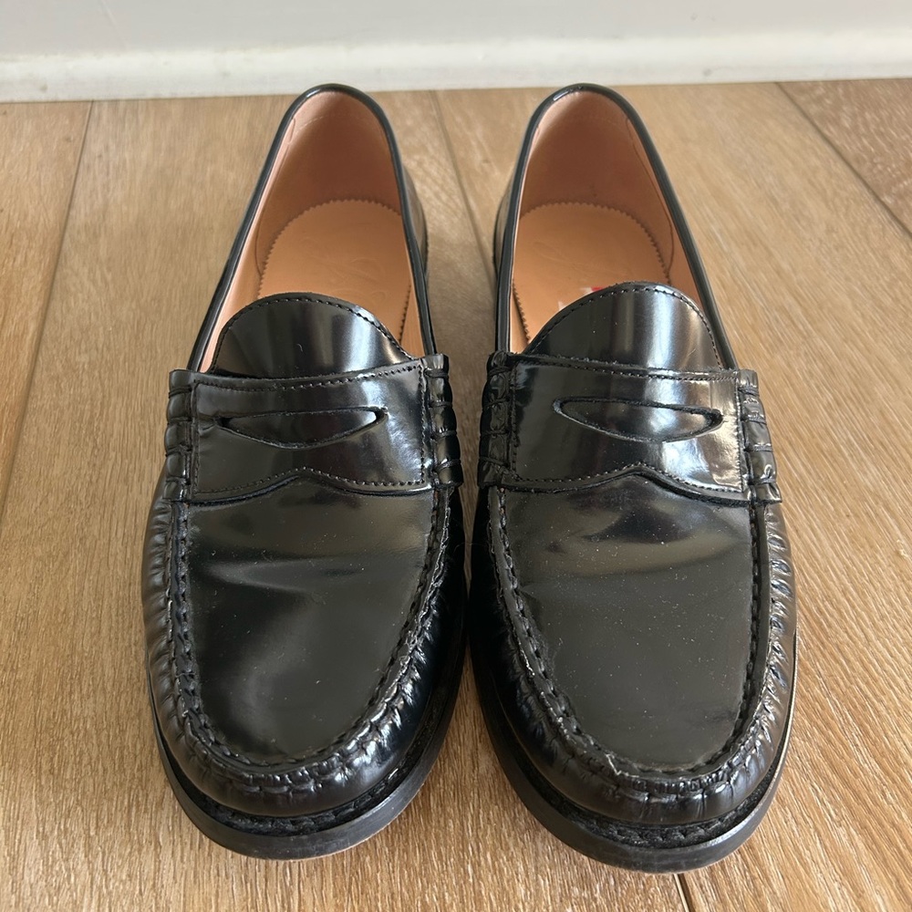 J. Crew Black Leather Penny Loafers Slip-On - Picture 3 of 10